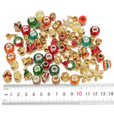 20PCS European Christmas Beads Big Hole Random Mix Enamel Alloy Glass Spacer Bea