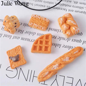 20PCS Resin Bread Cake Biscuit Charms Mixed Artificial Food Slime Jewelry Making