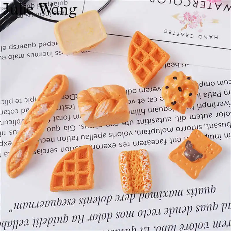 20PCS Resin Bread Cake Biscuit Charms Mixed Artificial Food Slime Jewelry Making