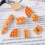 20PCS Resin Bread Cake Biscuit Charms Mixed Artificial Food Slime Jewelry Making