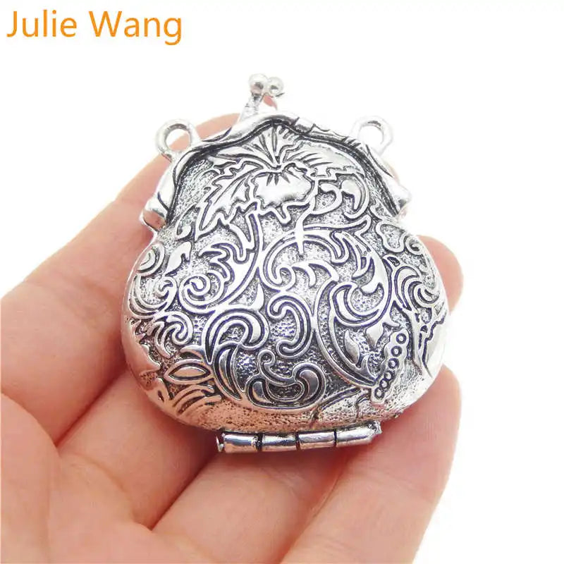 2pcs Antique Frog Memory Locket Charms for Essential Oil Diffuser Jewelry