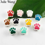 40PCS Enamel Pet Paw Footprint Beads For Charms Bracelet