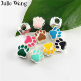 40PCS Enamel Pet Paw Footprint Beads For Charms Bracelet