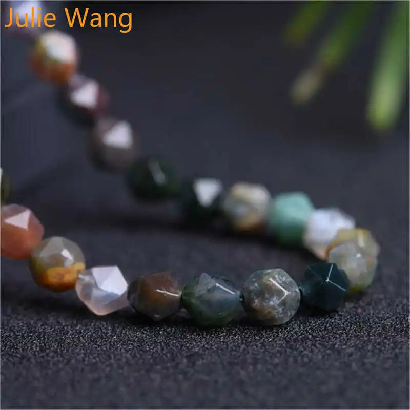 46PCS 8mm Crystal Stone Geometric Faceted Spacer Beads Jewelry Making
