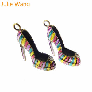 4PCS Alloy Enamel High Heels Pendant Charm for DIY Jewelry