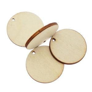 Julie Wang 50PCS Wood Charms Blank Unfinished Wooden Slice Pendant Jewelry Makin