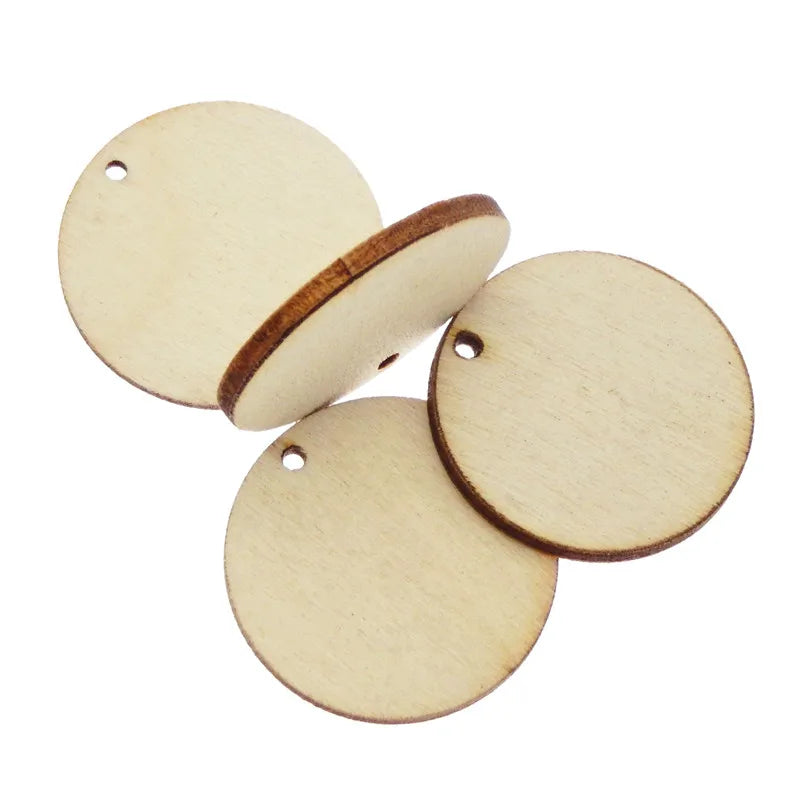 Julie Wang 50PCS Wood Charms Blank Unfinished Wooden Slice Pendant Jewelry Makin