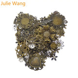 Vintage Mixed Flower Leaf Iron Charms Necklace Pendants Jewelry Making