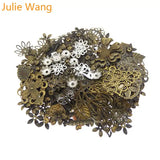 Vintage Mixed Flower Leaf Iron Charms Necklace Pendants Jewelry Making