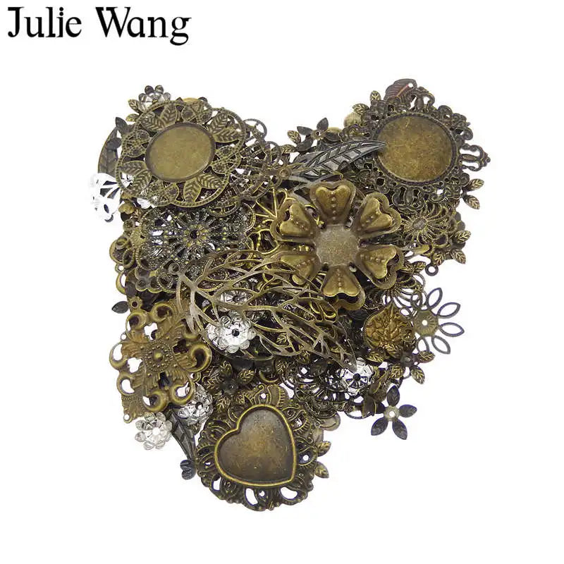 50g/bag Mix Retro Leaf Flowers Antique Iron Charms Necklace Bracelet Jewelry