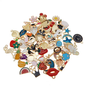 60PCS Enamel Charms Random Mixed Alloy Necklace Bracelet Drop Oil Jewelry