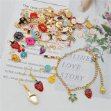 60pcs Enamel Charms Alloy Star Flower Fruit Animal Pendant for Bracelet Jewelry