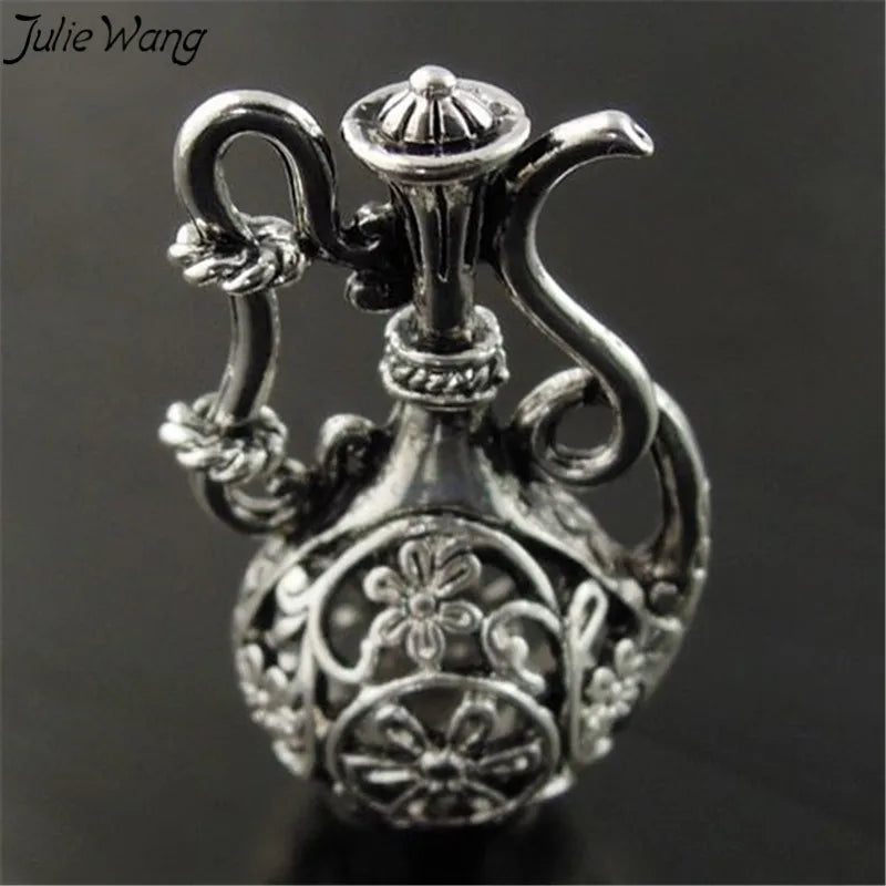6PCS Flower Wine Pot Bottle Flagon Charms Pendants Vintage Style 37*20*14mm