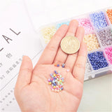 7500PCS 3mm Glass Seed Round Beads Mixed 15 Colors Loose Spacer Bead