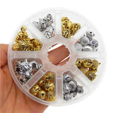 80PCS Mixed Buddha Lion Dragon Owl Head Beads Antique Bracelet Jewelry Making