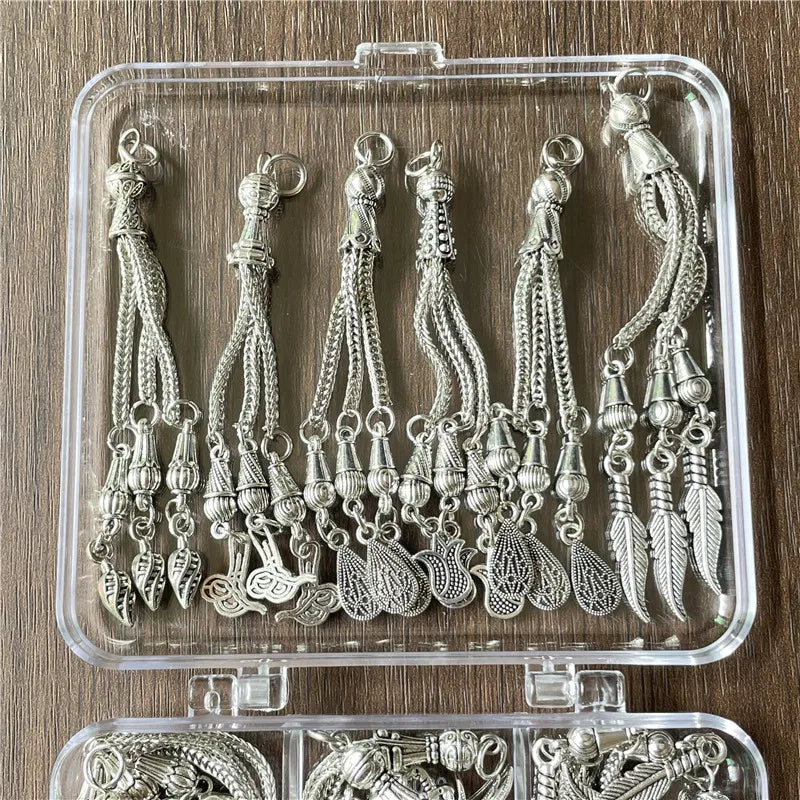 JunKang 18pcs Feather Moon Star Leaf Tassel Pendant for DIY Jewelry