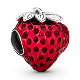 Jungle Creatures & Leaves Strawberry Beads 925 Silver Charm for Bracelet