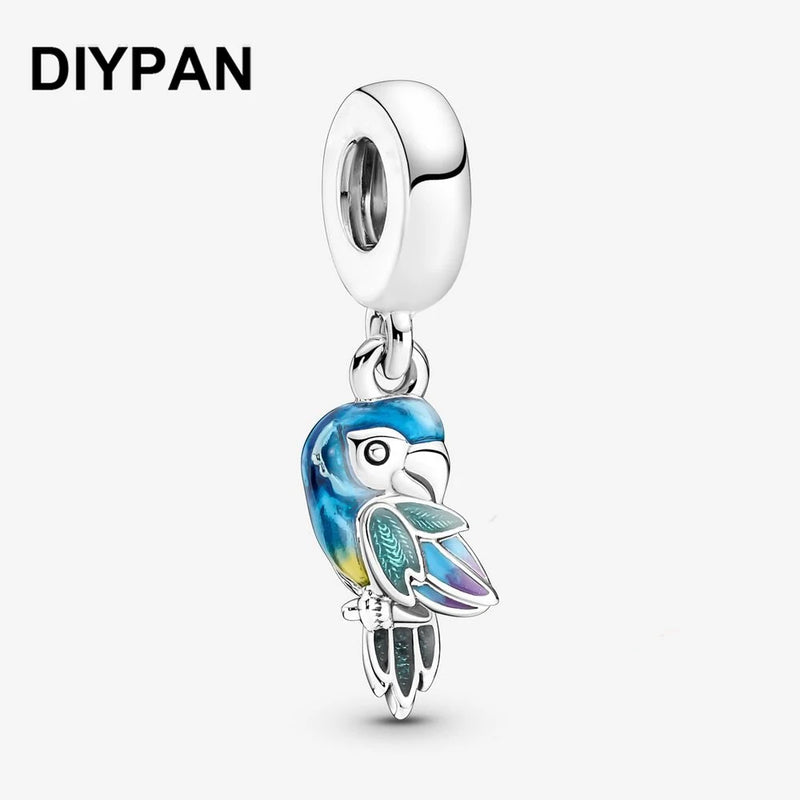 Jungle Paradise Parrot Dangle Charm for Bracelet, Berloque Jewelry