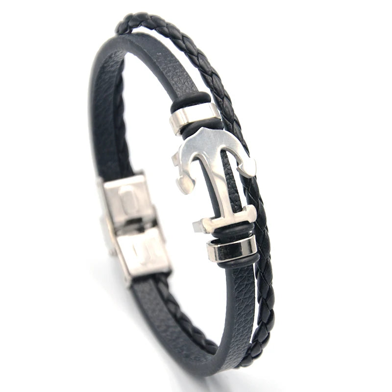 Stainless Steel Anchor Rope Bracelet Magnetic Buckle Men