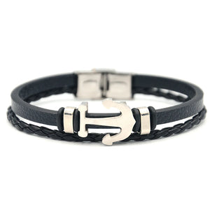 Stainless Steel Anchor Rope Bracelet Magnetic Buckle Men