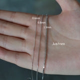 Solid 925 Silver Box Chain Necklace 0.6mm-1.5mm Rhodium Plated