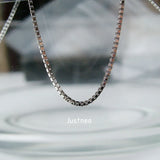 Solid 925 Silver Box Chain Necklace 0.6mm-1.5mm Rhodium Plated
