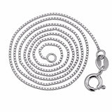 Solid 925 Silver Box Chain Necklace 0.6mm-1.5mm Rhodium Plated