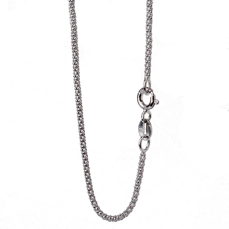 Solid 925 Sterling Silver Popcorn Chain Necklace