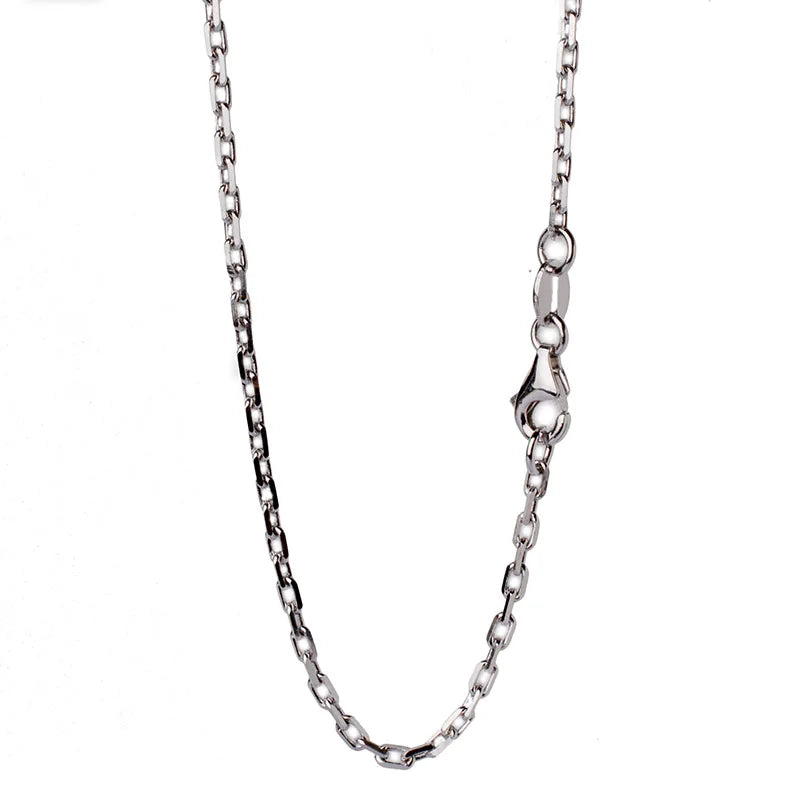 Solid 925 Silver Oval Cable Chain Necklace Rhodium Plate 16-28in