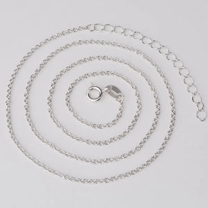 925 Silver Oval Cable Chain Necklace Rhodium Plate JN029