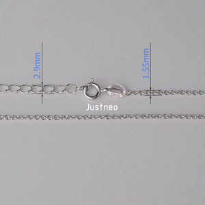 925 Silver Oval Cable Chain Necklace Rhodium Plate JN029