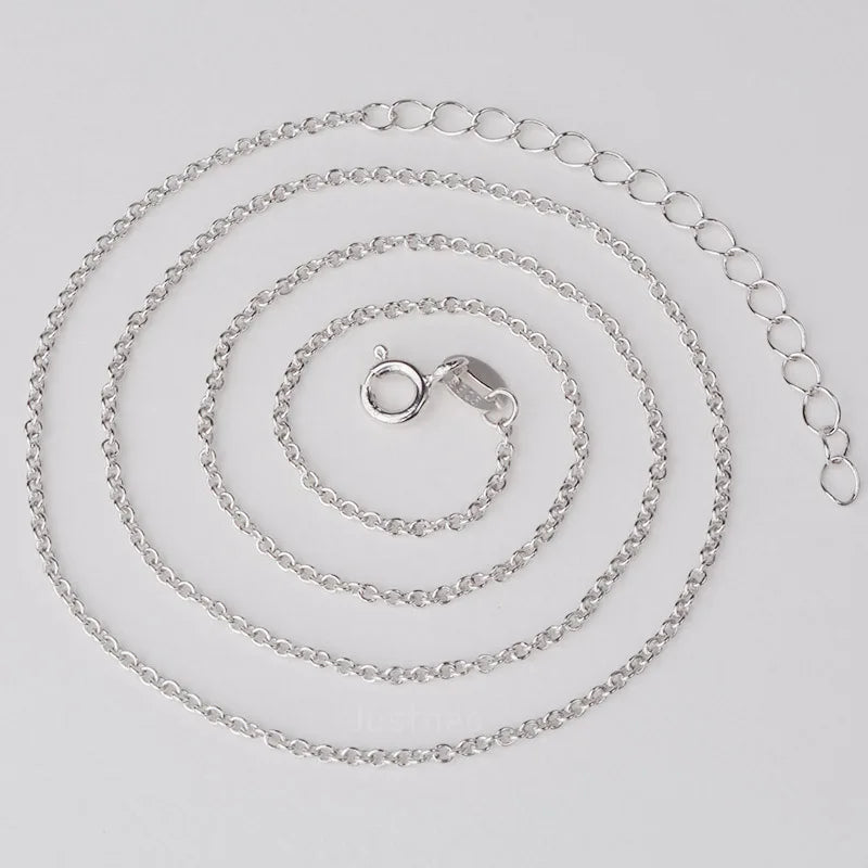 925 Silver Oval Cable Chain Necklace Rhodium Plate JN029