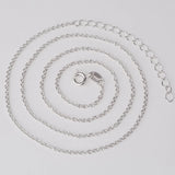 925 Silver Oval Cable Chain Necklace Rhodium Plate JN029