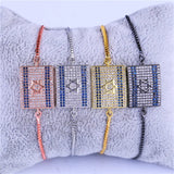 Adjustable 18K Plated Chains Micro Pave Zircon Flag Bracelets