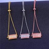 Adjustable 18K Plated Chains Micro Pave Zircon Flag Bracelets
