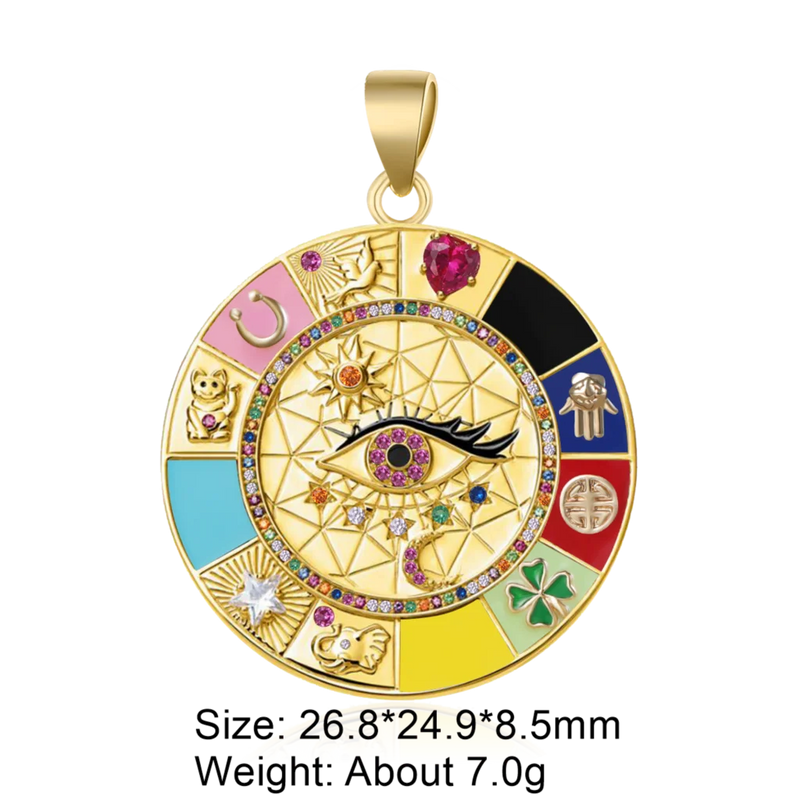 18K Plated Enamel Religious Evil Eye Charms for Jewelry Making