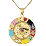 18K Plated Rainbow Zircon Hamsa Hand Necklace