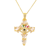 18K Plated Rainbow Zircon Hamsa Hand Necklace