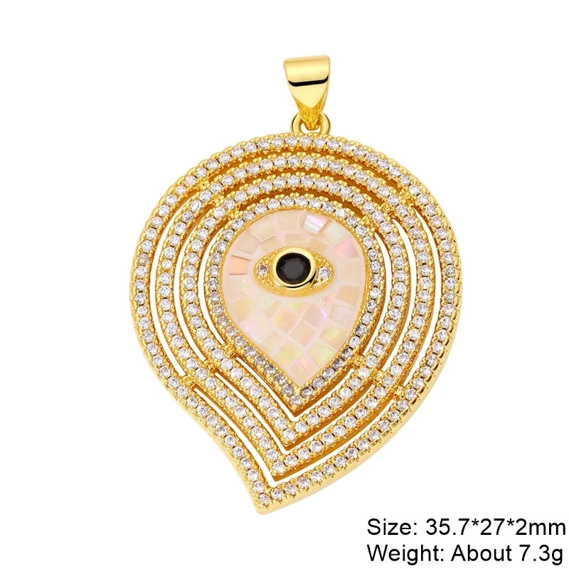 18K Plated Evil Eye Shell Charm for DIY Jewelry Making