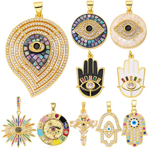 18K Plated Evil Eye Shell Charm for DIY Jewelry Making