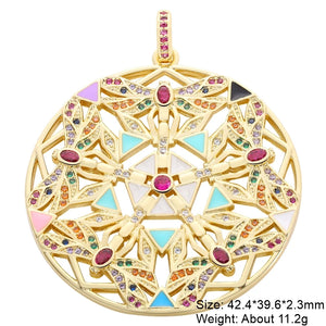 18K Plated Rainbow Zirconia Charm Pendants