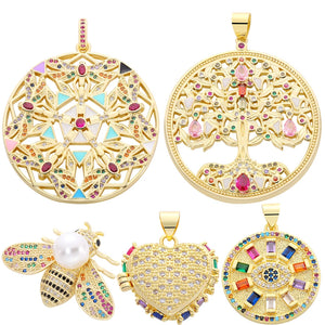 18K Plated Rainbow Zirconia Charm Pendants