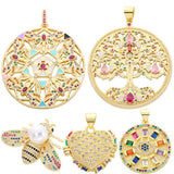 18K Plated Rainbow Zirconia Charm Pendants