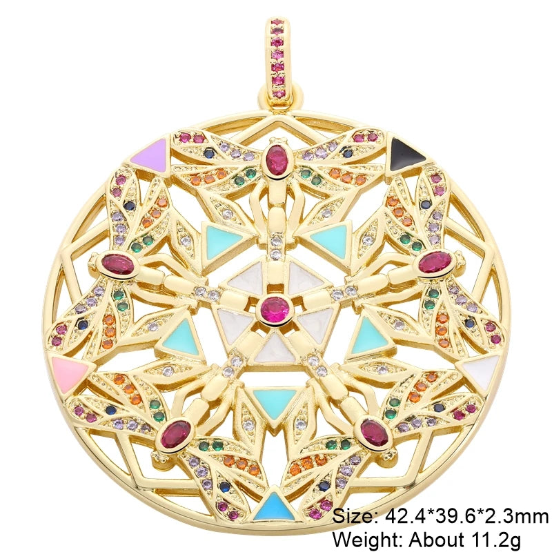 18K Plated Rainbow Zirconia Charm Pendants