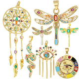 18K Plated Multicolor Enamel Evil Eye Pendants for DIY Jewelry