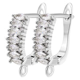 4Pcs 18K Silver Plated CZ Fastener Earwire Fixtures Earring Hooks