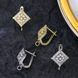 4Pcs 18K Silver Plated CZ Fastener Earwire Fixtures Earring Hooks