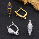 4Pcs 18K Silver Plated CZ Fastener Earwire Fixtures Earring Hooks