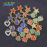 20pcs DIY Rhinestones Heart Star Charm Pendants For Jewelry Making