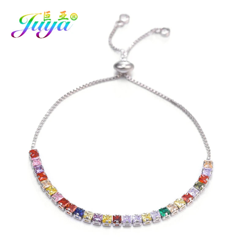 Crystal Claw Chains Bracelets Rainbow CZ Adjustable Charm